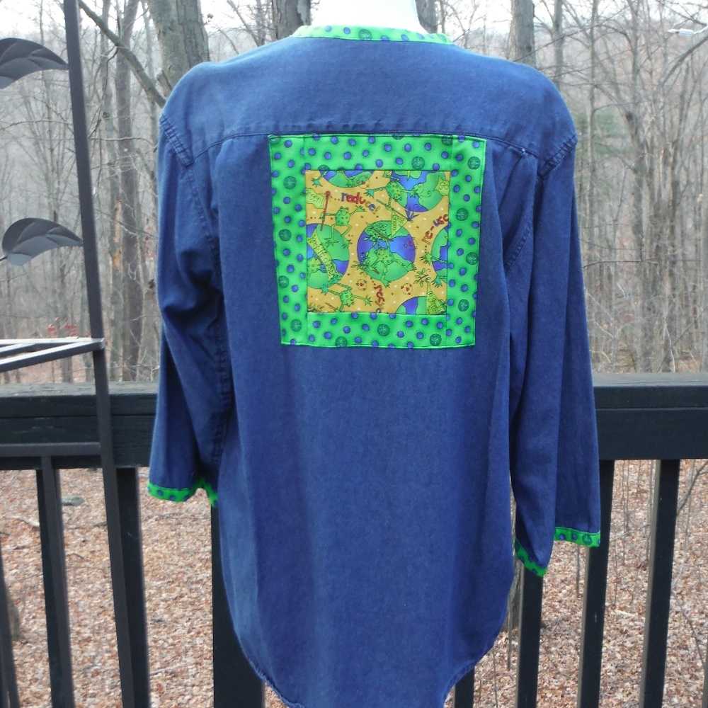 Denim XL "Go Green" Back with Banded Collar